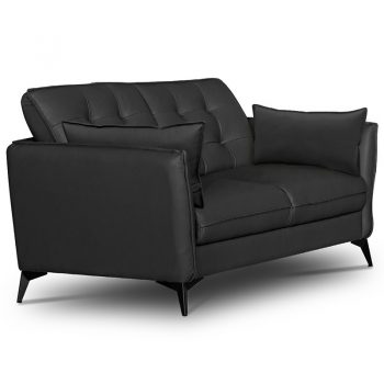 Karlee 2 Seater Lounge, Black Leather