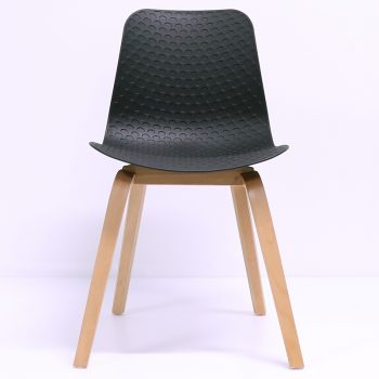 Liberty Chair, Black Seat, Timber Legs, Front View