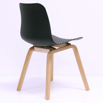 Liberty Chair, Black Seat, Timber Legs, Rear Angle View