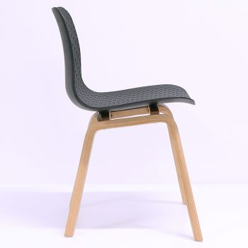Liberty Chair, Black Seat, Timber Legs, Side View
