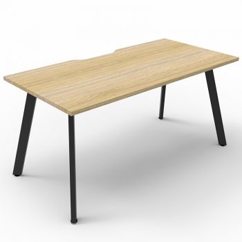 Splay Single Desk – 1 Person, Natural Oak Top, Satin Black Frame