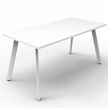 Splay Single Desk – 1 Person, White Top, Satin White Frame