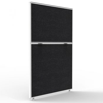 Zen 1200mm High Floor Standing Screen Dividers, Black Fabric, White Frame