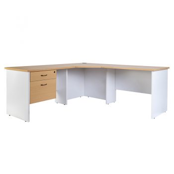 Seychelles Corner Workstation, with Fixed Drawer Unit