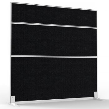 Zen Freestanding Screen Divider, Black Fabric, White Frame