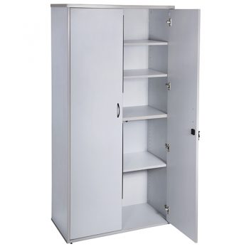 Corporate Storage Cupboard, Open, Silver Grey