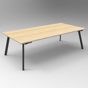 Splay 2400 x 1200 Meeting Table, Natural Oak Table Top, Black Frame