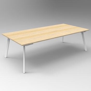 Splay 2400 x 1200 Meeting Table, Natural Oak Table Top, White Frame