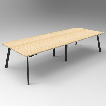 Splay 3200 x 1200 Meeting Table, Natural Oak Table Top, Black Frame