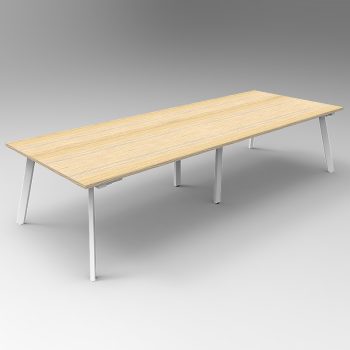 Splay 3200 x 1200 Meeting Table, Natural Oak Table Top, White Frame