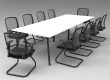 Splay 3200 x 1200 Meeting Table, White Table Top, Black Frame, with 10 Chairs