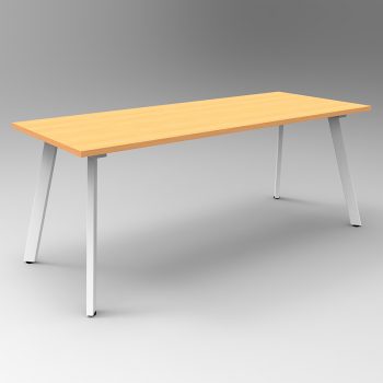 Splay Small Meeting Table, Beech Table Top, White Frame