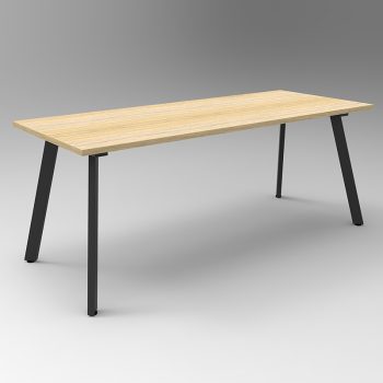 Splay Small Meeting Table, Natural Oak Table Top, Black Frame