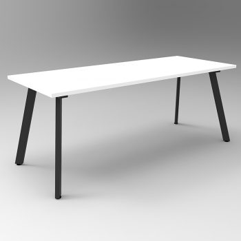 Splay Small Meeting Table, White Table Top, Black Frame