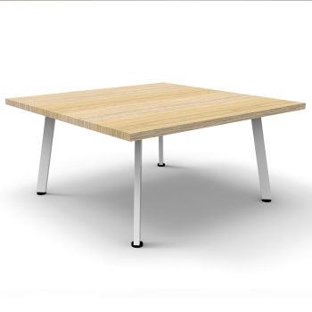 Splay Square Coffee Table Natural Oak Table Top Satin White Base
