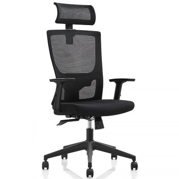 Black Office Chair with Headrest